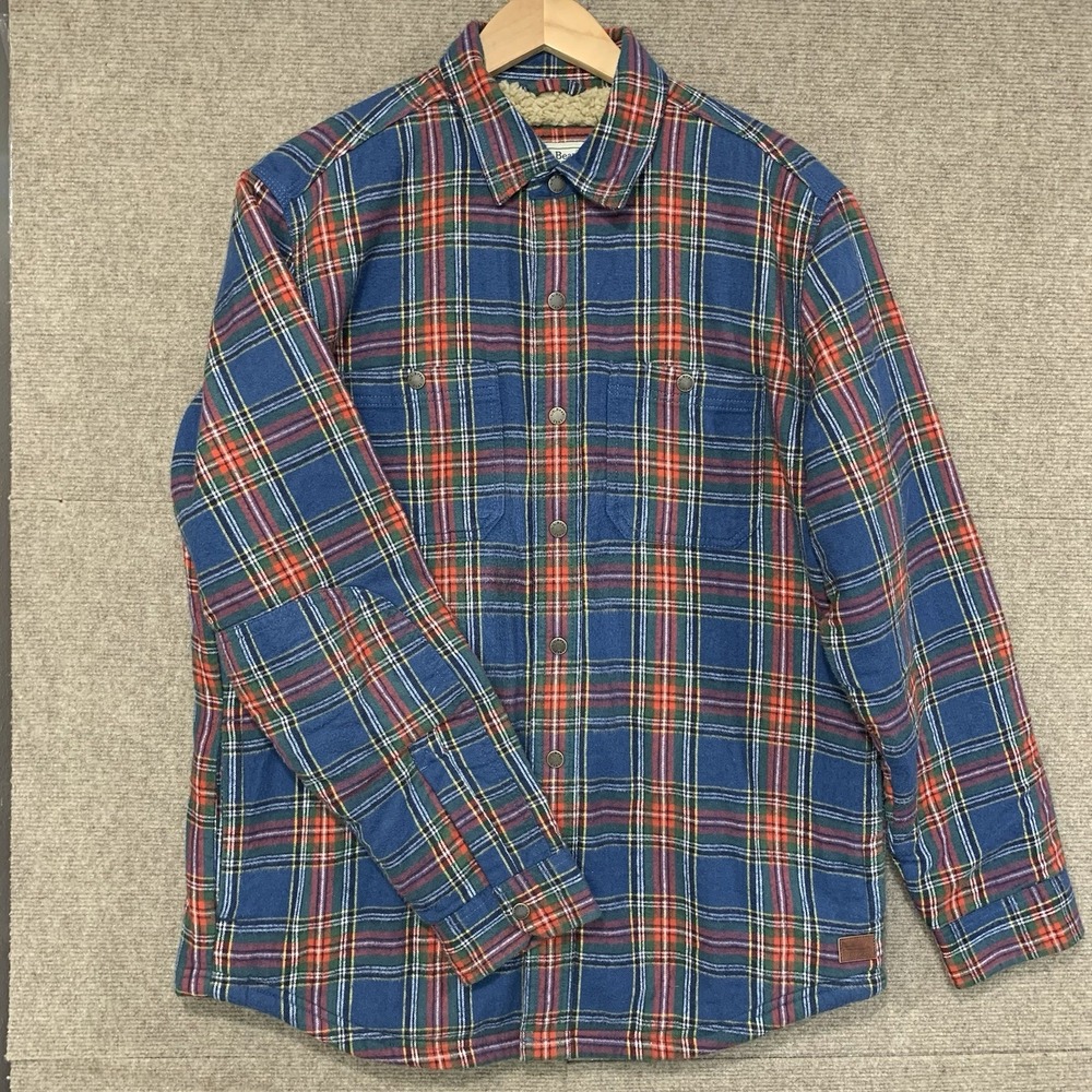 L.L. Bean Men's Sherpa Fleece Lined Button Up Flannel Shacket M Outdoors